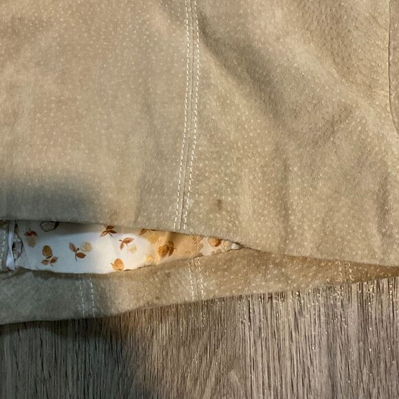 Vtg Wisons Leather Jacket Womens Size Large Suede Tan 90s Floral Print Lined Coa - Picture 8 of 11